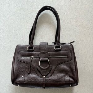 Vera Pelle Brown shoulder bag with silver hardware